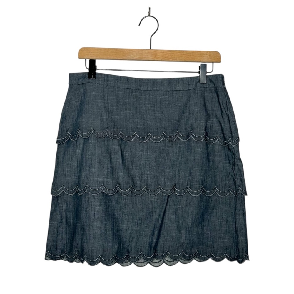 Banana Republic Tiered Scallop Hem‎ Mini Skirt Grey 8